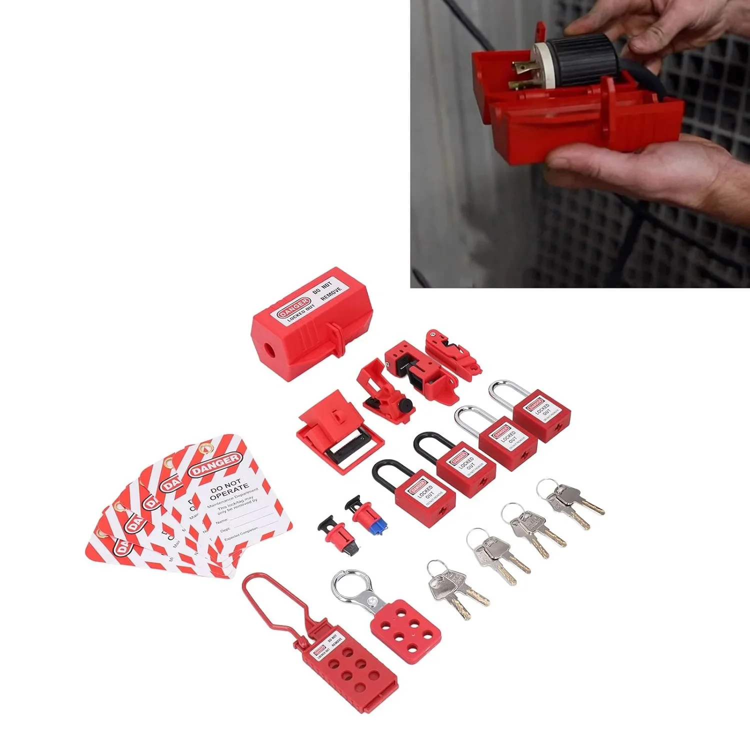 Комплект за блокиране (Lockout/Tagout) на електрически заключвания с чанта за съхранение — снимка 8