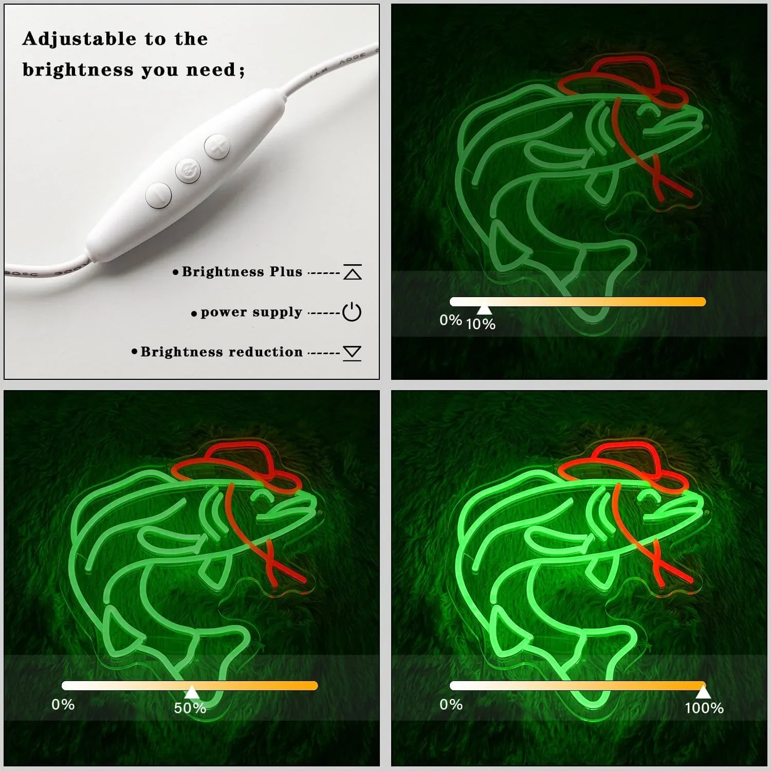 LED неонова табела за стена – каубой риба с USB захранване и димер, декорация за двор и фасада — снимка 5