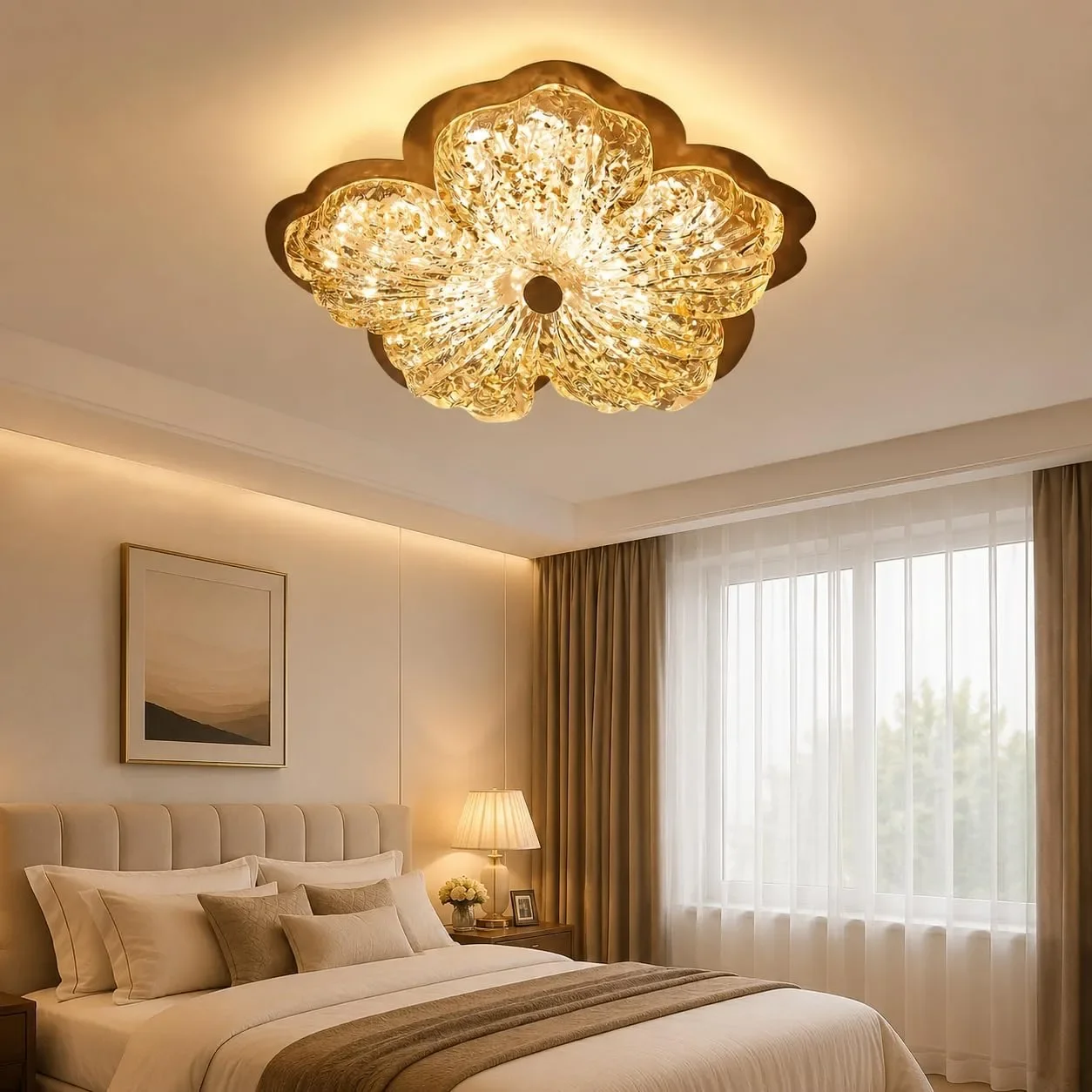 LED таванна лампа цвете 72 W с дистанционно, приложение и димиране 40 см с цветова температура
