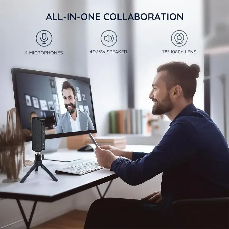 Уеб камера AIRHUG с високоговорител за конференция и микрофон, 1080p — снимка 6