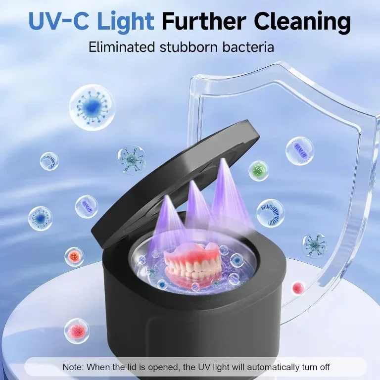 Ултразвукова почистваща машина Gopink Retainer, черна, 45KHz с UV светлина — снимка 3