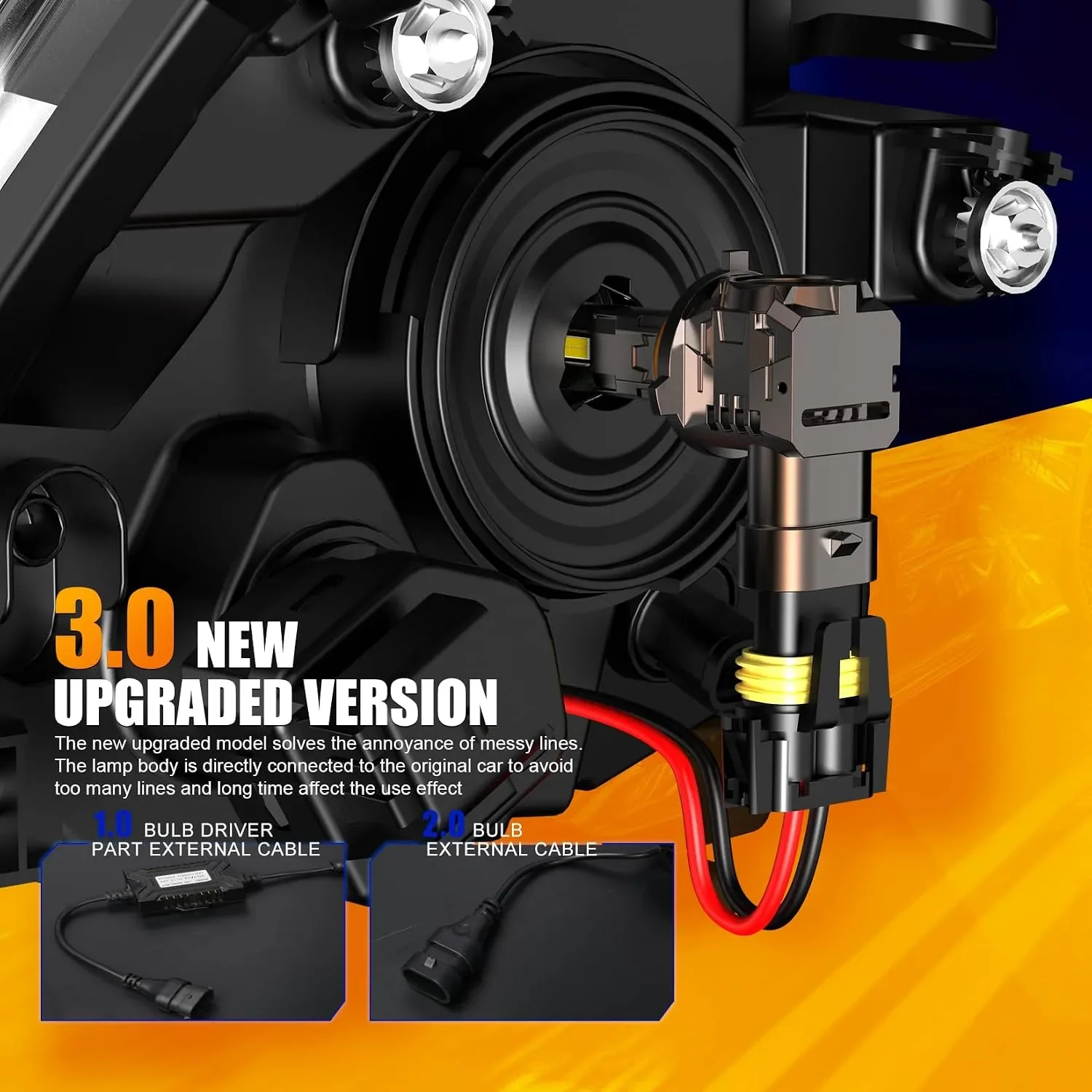 FREERAP LED крушки за кола 9012/HIR2 120W 36000 lm 6500K, комплект 2 броя — снимка 3