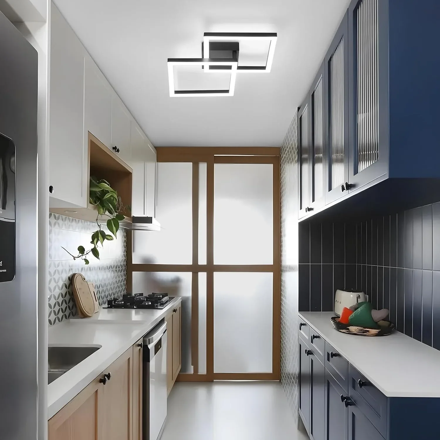 LED лампа за таван 22 W 47 см 6500 K, черна геометрична визия, висок CRI (90+) — снимка 7