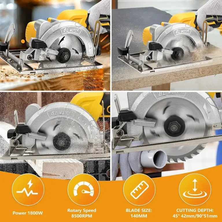 12,5 см Акумулаторен циркуляр, съвместим с батерия Dewalt 20V, 3 диска, 9500 об/мин - без батерия — снимка 9