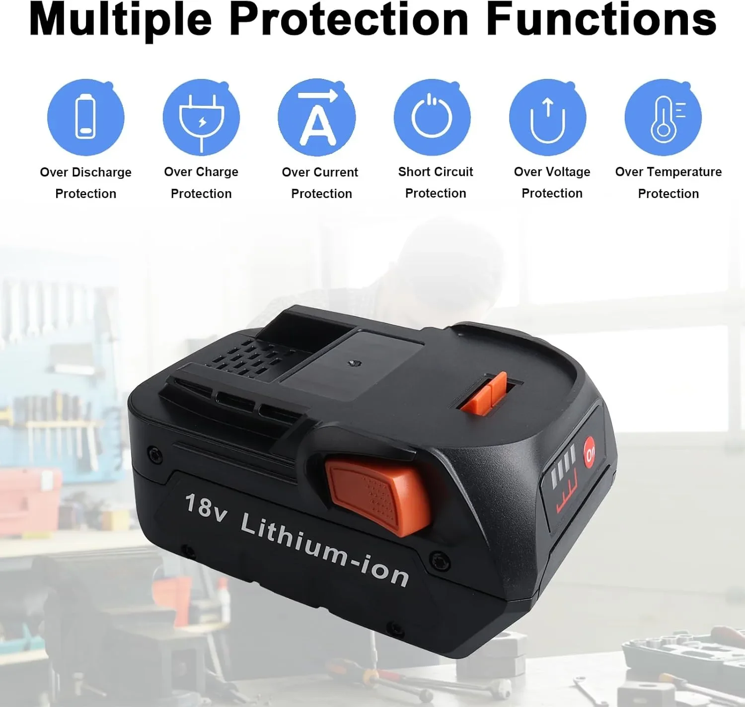 Резервна батерия 18 V 5000 mAh за AEG и RIDGID — снимка 2
