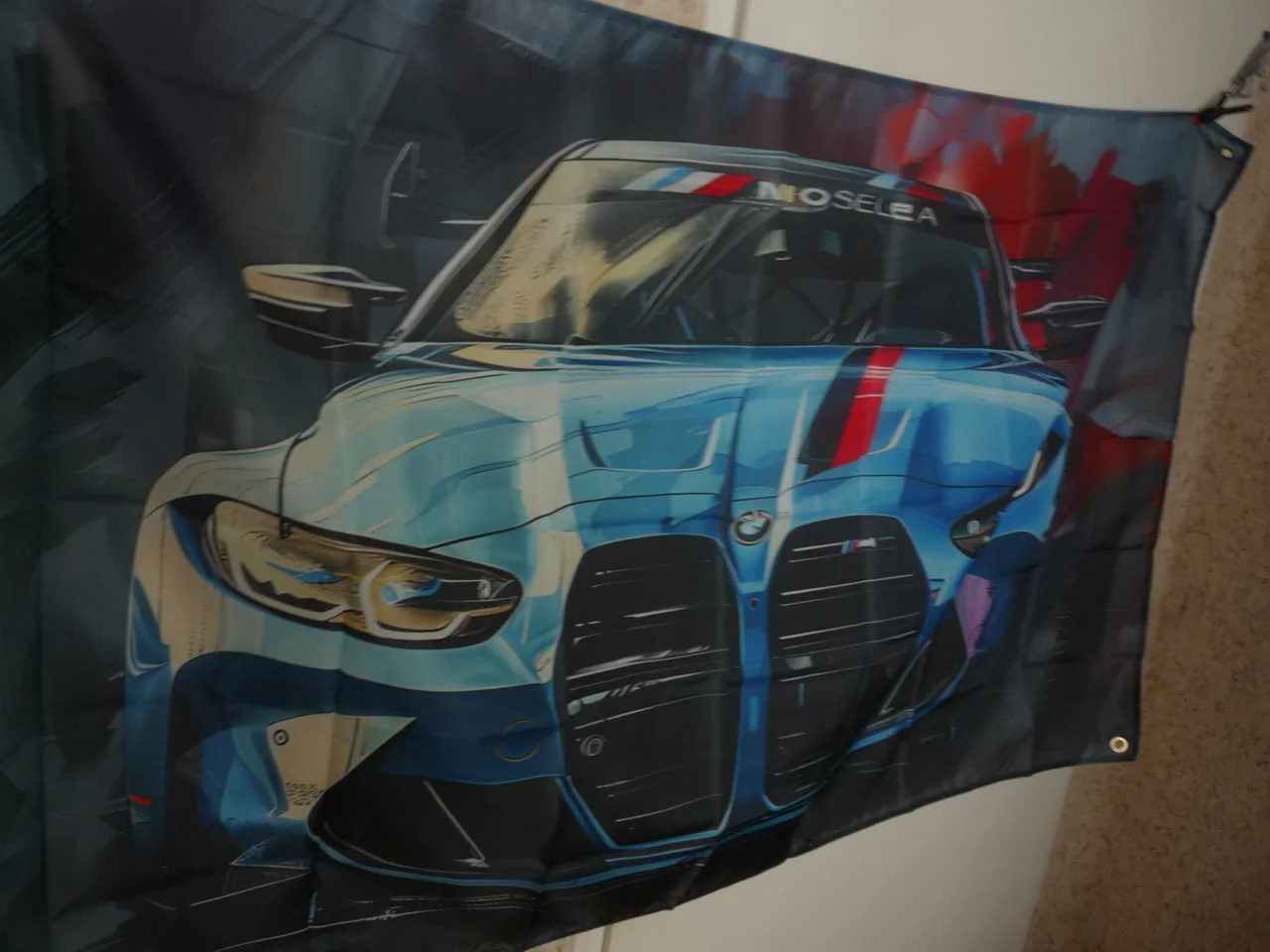 2 BMW Знаме кола банер спортна баварец готино синьо маска решетка страшно агресивно хулиган пътя — снимка 2