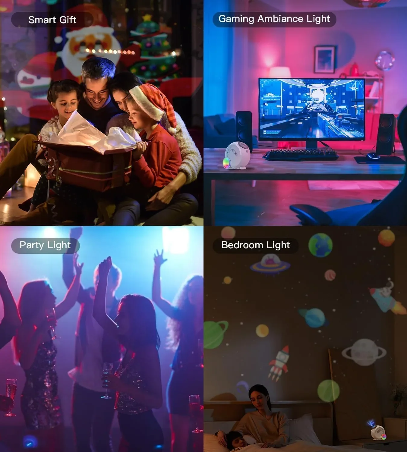 Galaxy Projector нощна лампа Aurora с метеор ефект, Bluetooth музика и 15 бели шума, 12 диска — снимка 5