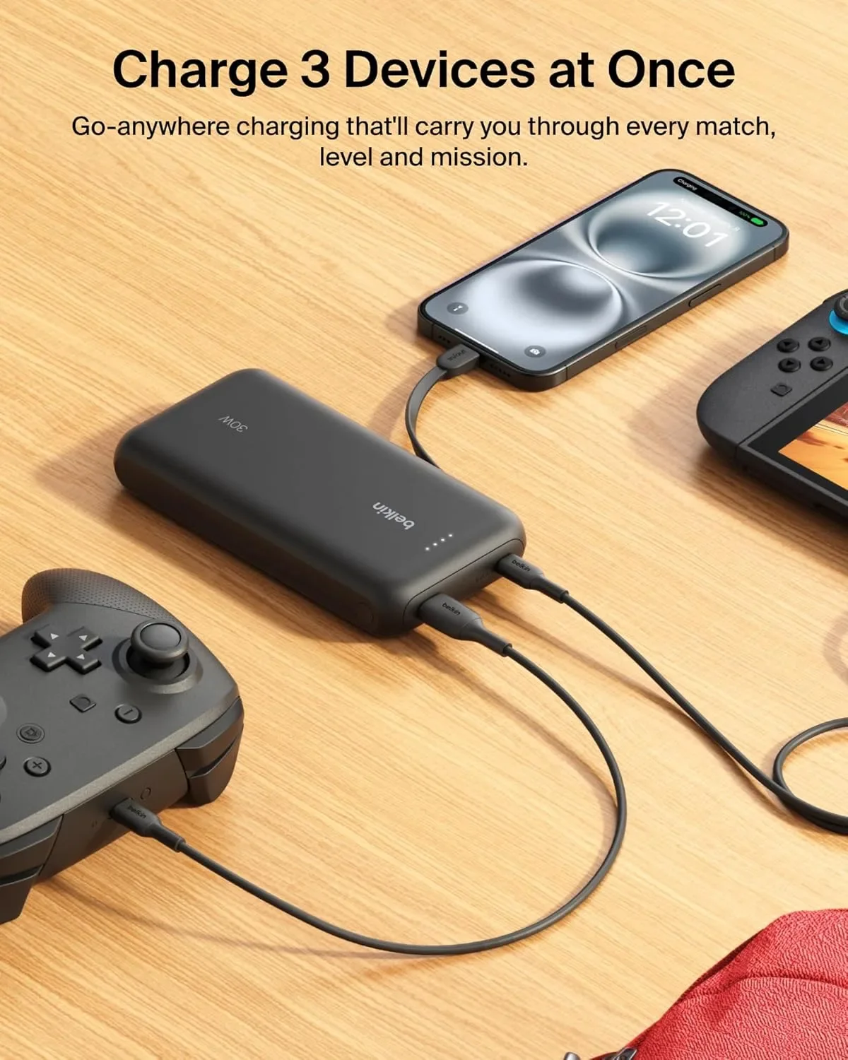 Belkin външна батерия Power Bank 20000 mAh, USB-C, до 30W за Nintendo Switch 2 — снимка 4
