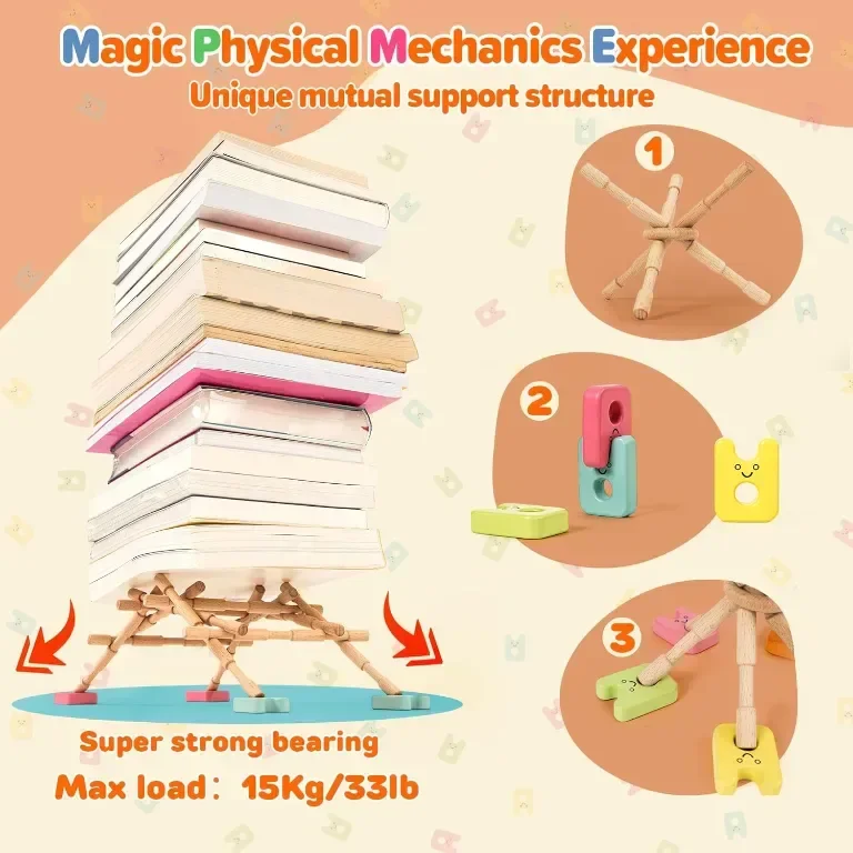 STEM играчки, Физически научен комплект за деца, 12 дървени пръчки за физически баланс — снимка 6