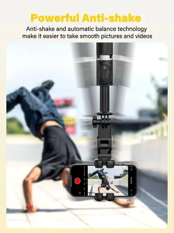 Gimbal стабилизатор за смартфон, лицево проследяване, 4 в 1, 108 CM, M2PRO черен — снимка 5