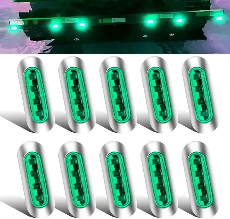 NWpangu 10 броя LED странични габаритни светлини, 4-LED, 12V/24V, зелени — снимка 8