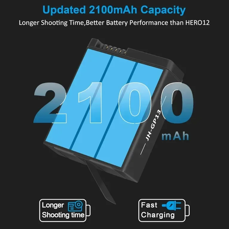 COOLSHOW HERO13 Enduro Акумулаторни батерии 3 броя, 2100mAh и 3-канално зарядно — снимка 2