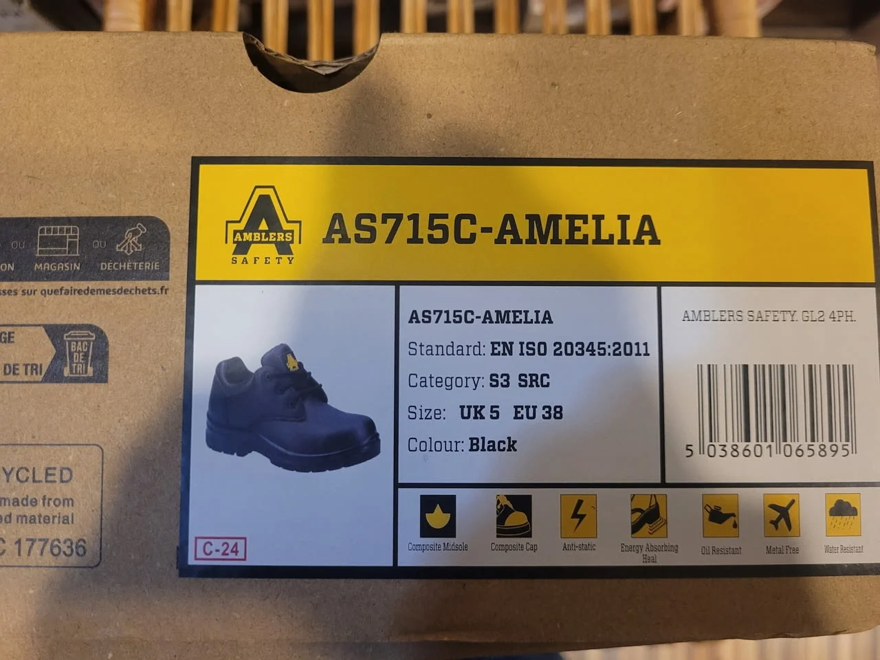 НОВИ EU 38=UK 5 Amblers Safety черни водоустойчиви женски зимни обувки с грайфер от SPORTSDIRECT — снимка 7