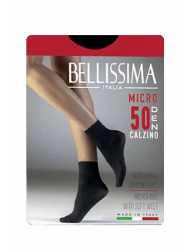 Bellissima 50DEN черни, сини, бежови италиански плътни къси чорапи микрофибър зимни чорапи Белисима