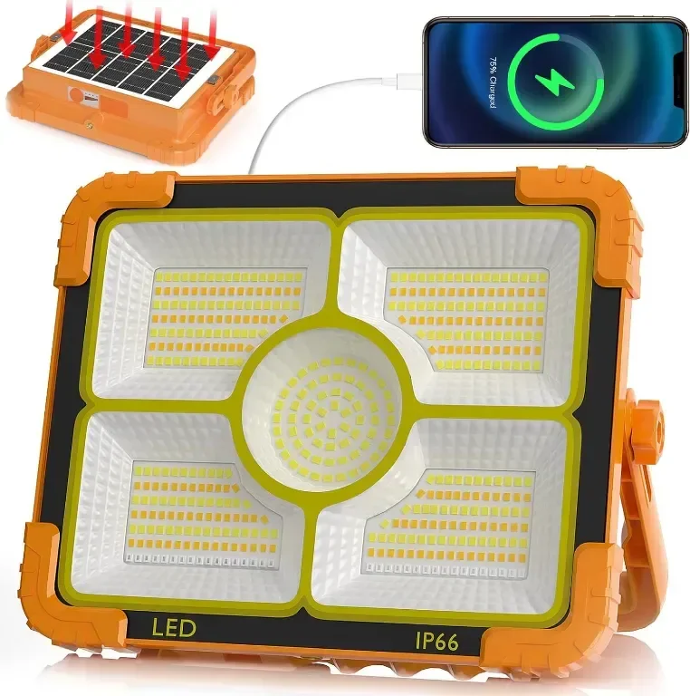 MUEZDUR 100W преносима работна светлина, 466 LED 10000 LM, 5 режима, USB и соларно захранване