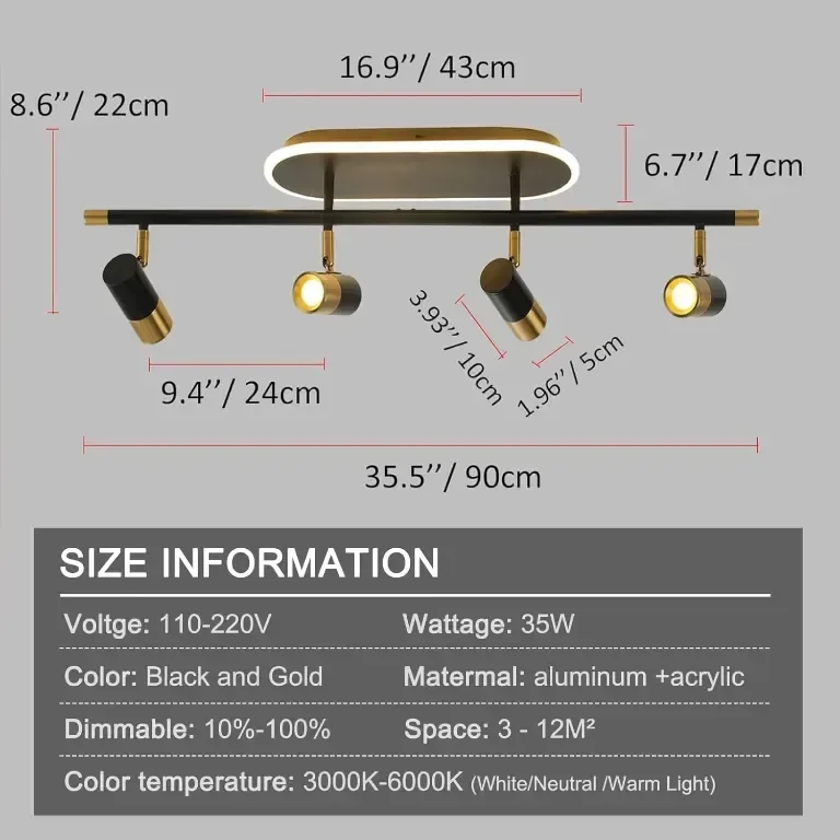 EIDISUNY LED димируеми таванни 4-посочни прожектори с дистанционно,30W — снимка 2