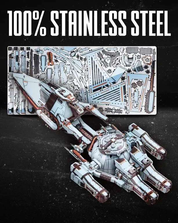 Piececool 3D пъзел метален син космически боен кораб, 259 части — снимка 2