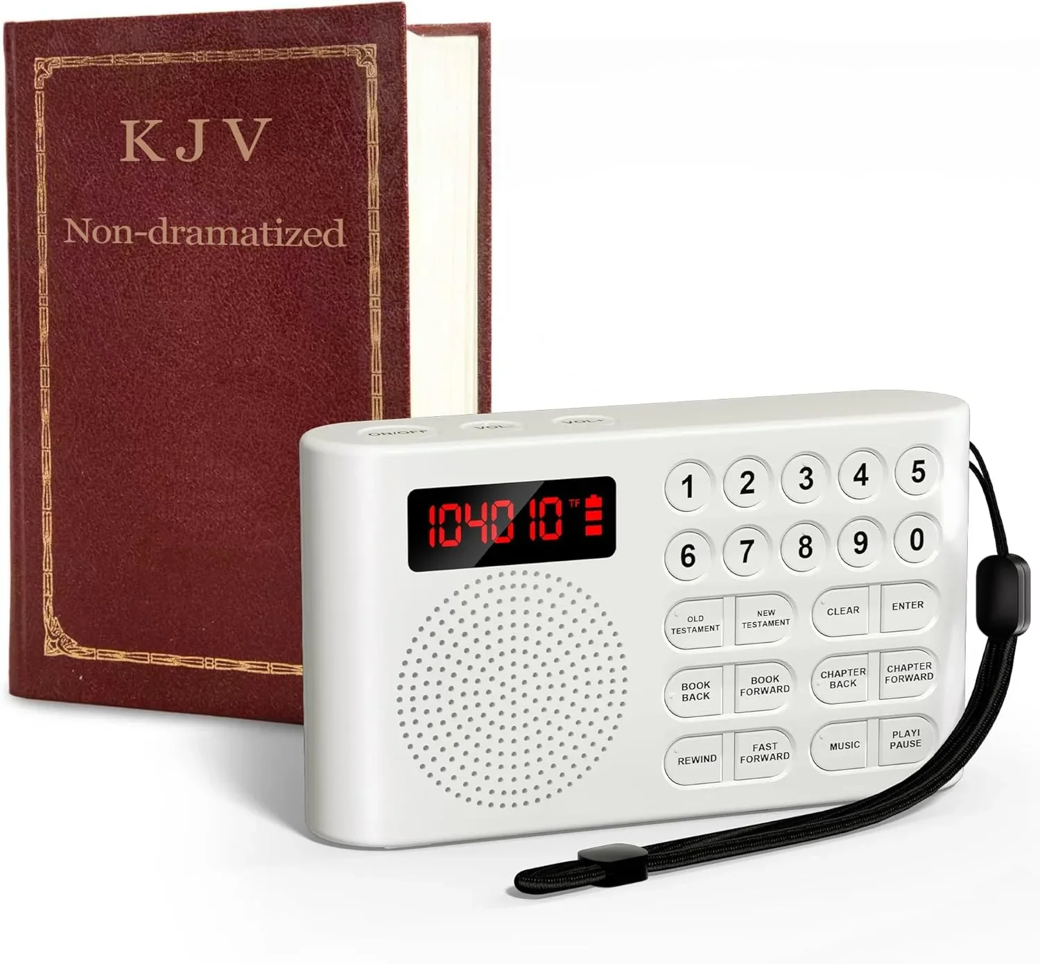 KJV аудио плейър за Библия на английски с жак за слушалки, голям цифров панел и управление — снимка 6