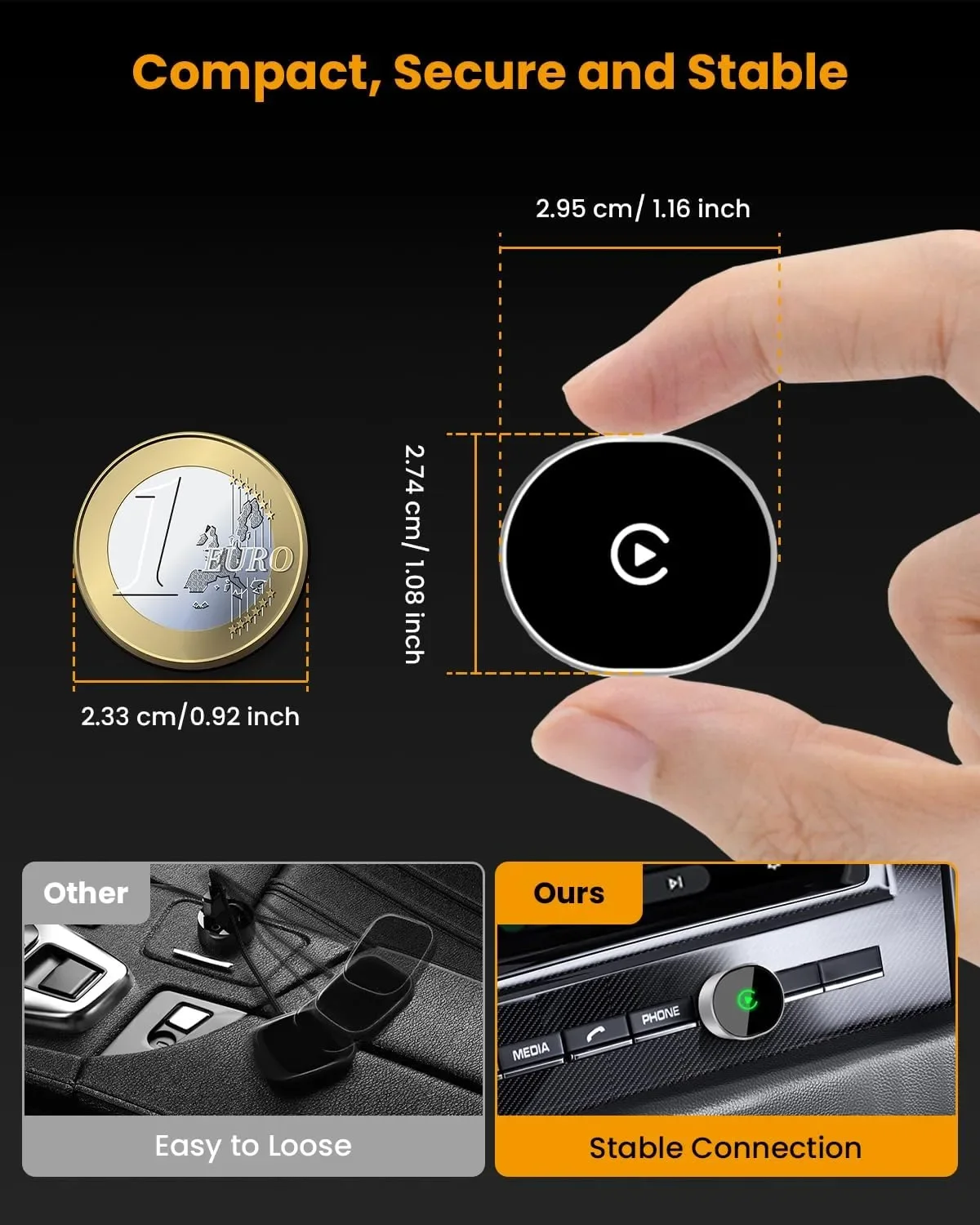 BANKKY безжичен CarPlay адаптер за iPhone (dongle), поддръжка за iOS 10+ — снимка 4