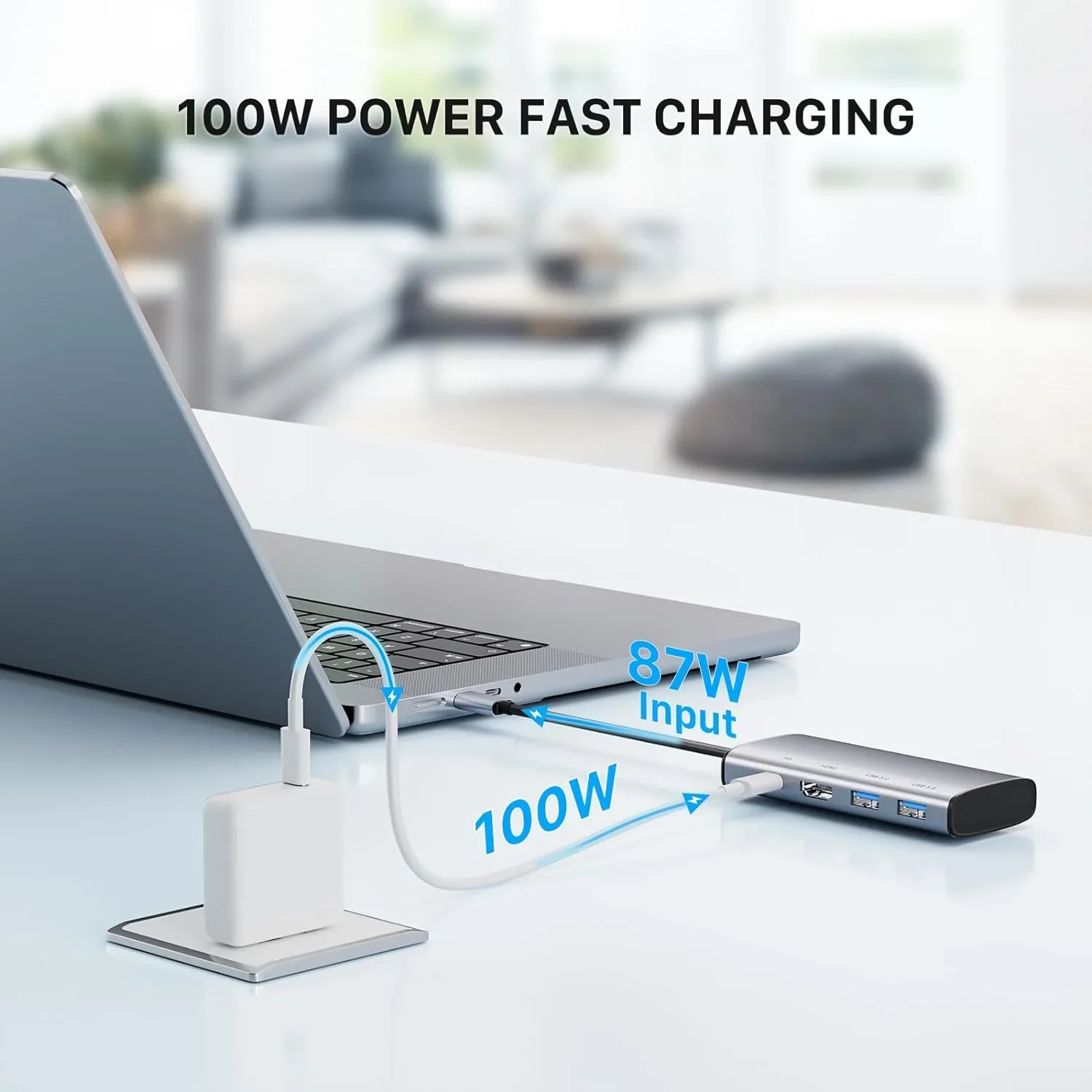 CreaBivotion USB-C хъб 8-в-1 докинг станция за лаптоп с HDMI, SD/TF и 4x USB 3.0 — снимка 4
