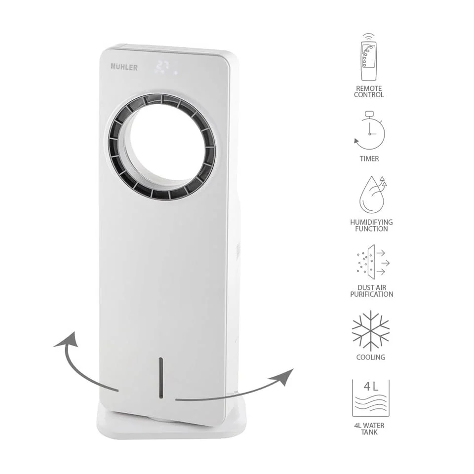 Мобилен охладител Muhler MC-4000, 65W, безвитлов, LED, 4 л, таймер — снимка 2