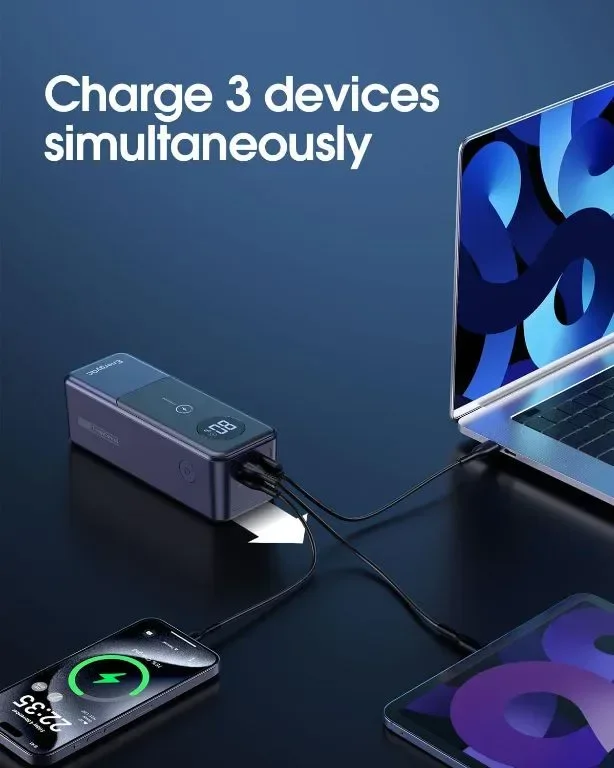 EnergyQC Power Bank 24000 mAh, преносимо зарядно устройство 65W бързо зареждане с USB-C вход и изход — снимка 4
