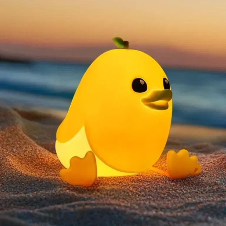 Детска нощна лампа Mewaii Mango Duck, димируема на 3 нива, силиконова с дистанционно, 1200 mAh