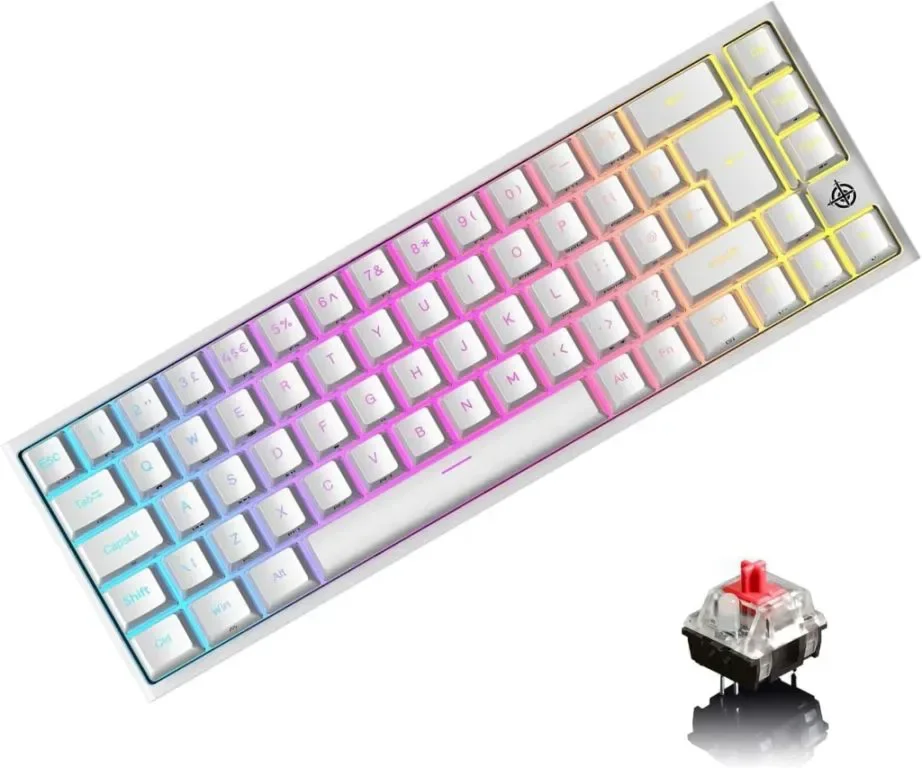 EWEADN MK26 UK Layout 60% игрална клавиатура, 22 RGB Chroma Backlit, 67 клавиша, USB кабелна