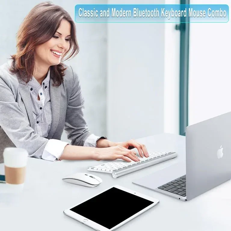 Комбинация от Bluetooth клавиатура и мишка за Mac QWERTY тиха безжична мишка и клавиатура — снимка 2