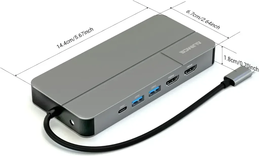 AUIMCE Докинг станция 2х HDMI и USB C порт, до 4K/60Hz, MacOS/Windows — снимка 2