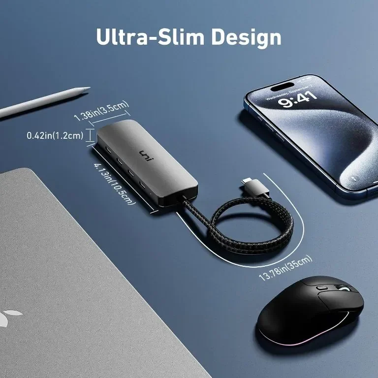 uni USB C хъб 10Gbps, USB C 3.2 Gen 2, 4 порта — снимка 7