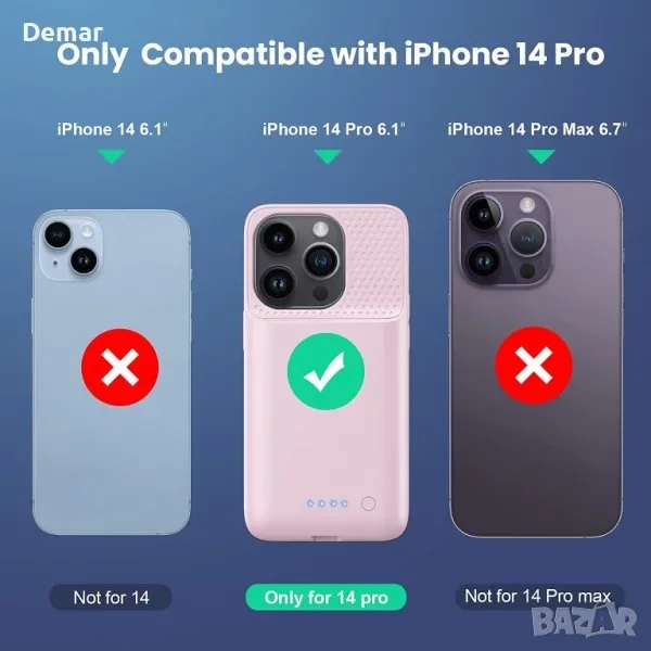 Калъф с батерия Feob за iPhone 14 , 14 Pro — снимка 4