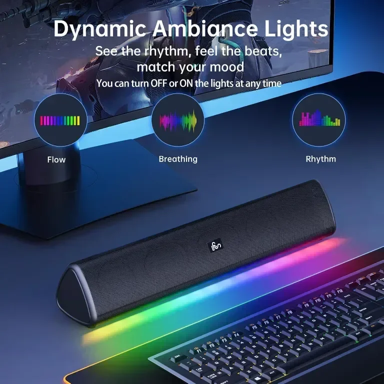 SOMEYOU Bluetooth високоговорител за компютър, 20 W стерео звук, 3,5 mm Aux-in — снимка 5
