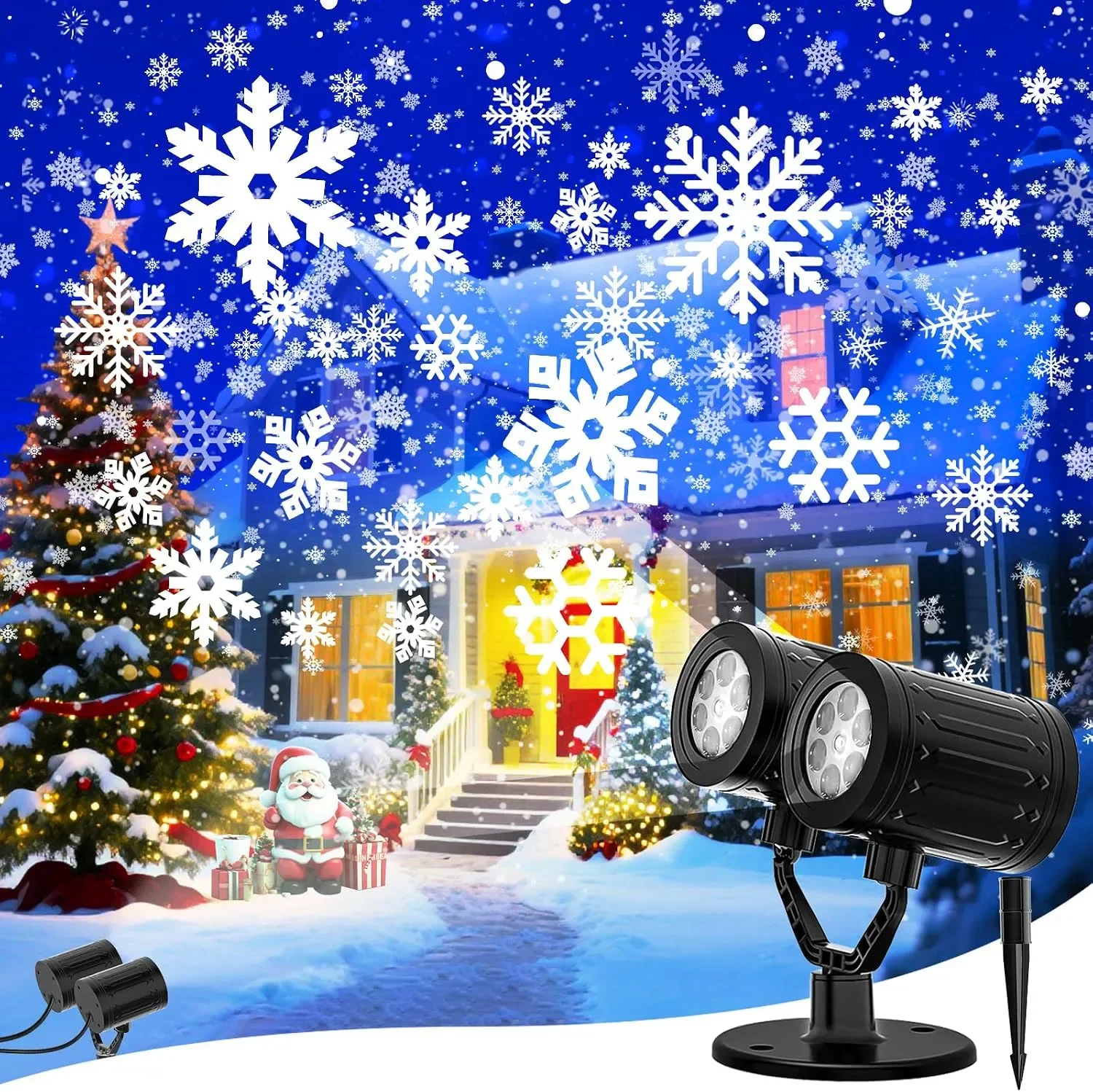 Двоен коледен проектор Coollamp със снежинки и таймер