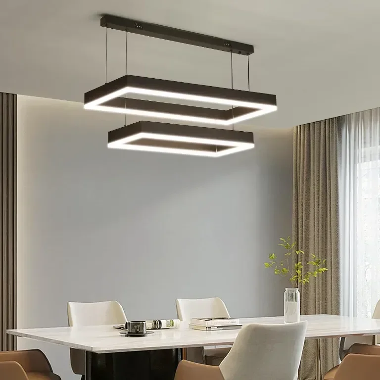 Модерен LED полилей Fordeson, димируем с дистанционно, 2 слоя