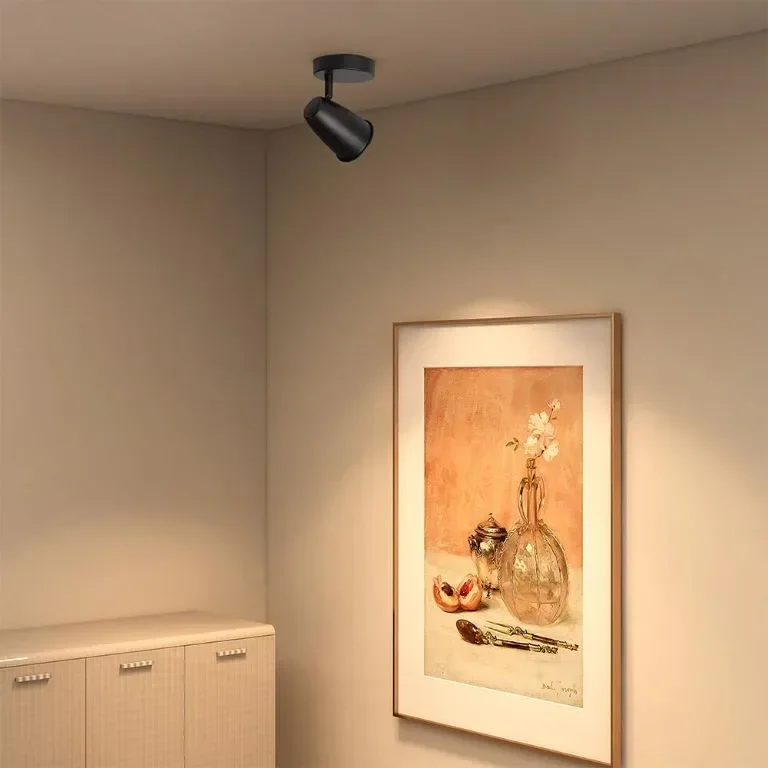 Aisilan Черен таванен прожектор, въртящ се, вкл. 7W GU10 LED крушка — снимка 6