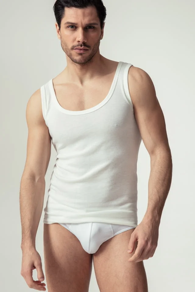 Oltremare M, L, XL, XXL, 3XL мъжки вълнен потник широки презрамки мъжко вълнено бельо големи размери — снимка 3
