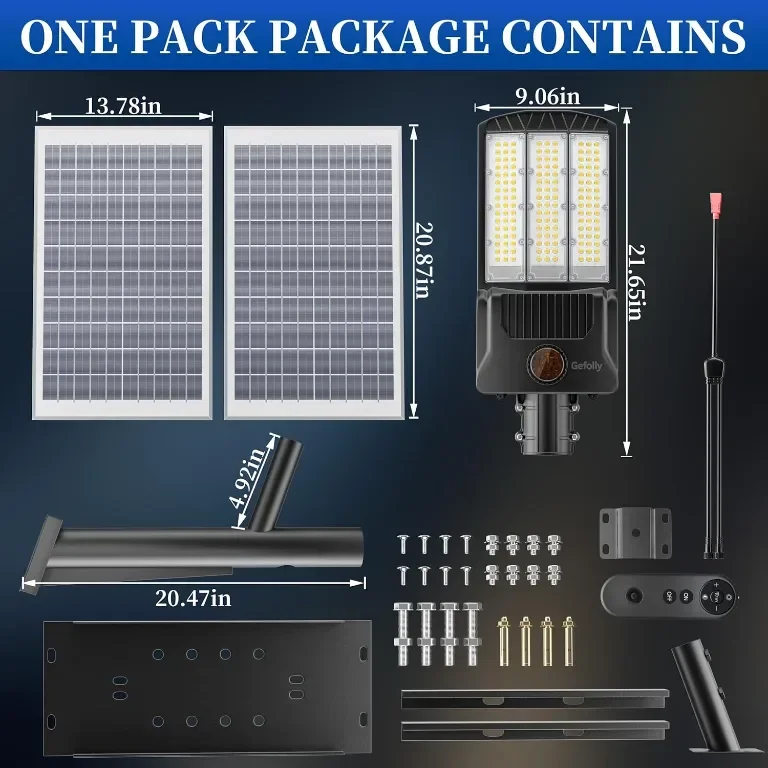 Ofuray Of-10000W соларна улична лампа с дистанционно, 6500К, IP67 — снимка 3