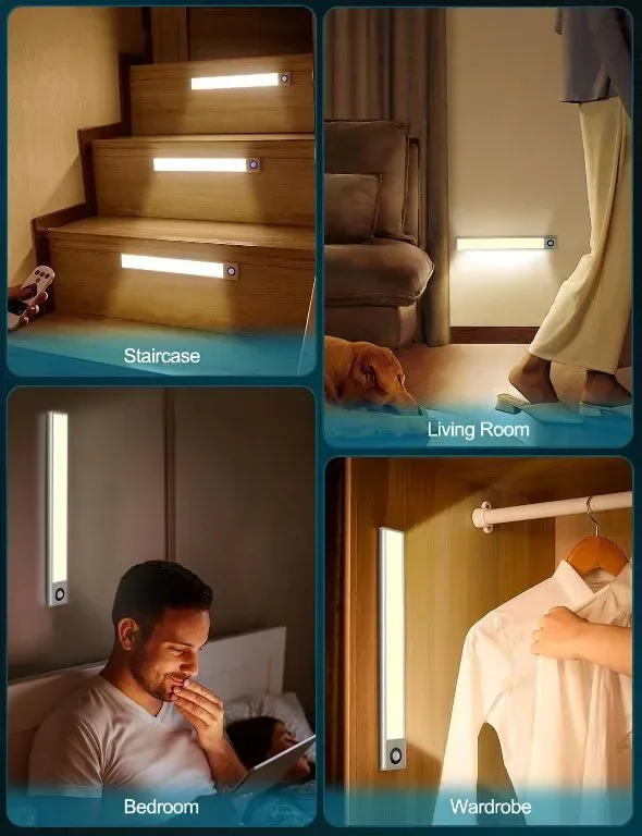 Гардеробни лампи, под шкафа, 3 броя 72 LED, сензор за движение, Type-C презареждащи се,дистанционно — снимка 6