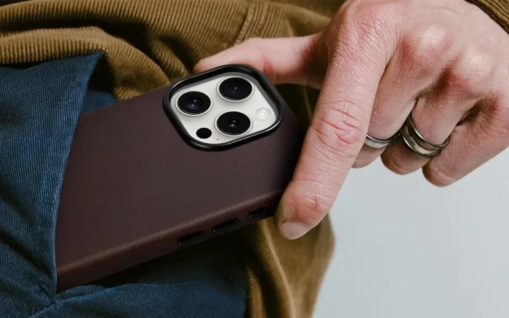 Кожен калъф maogoam за iPhone 16 Plus 6,7 инча, съвместим с MagSafe, метални бутони, тъмнокафяв — снимка 5