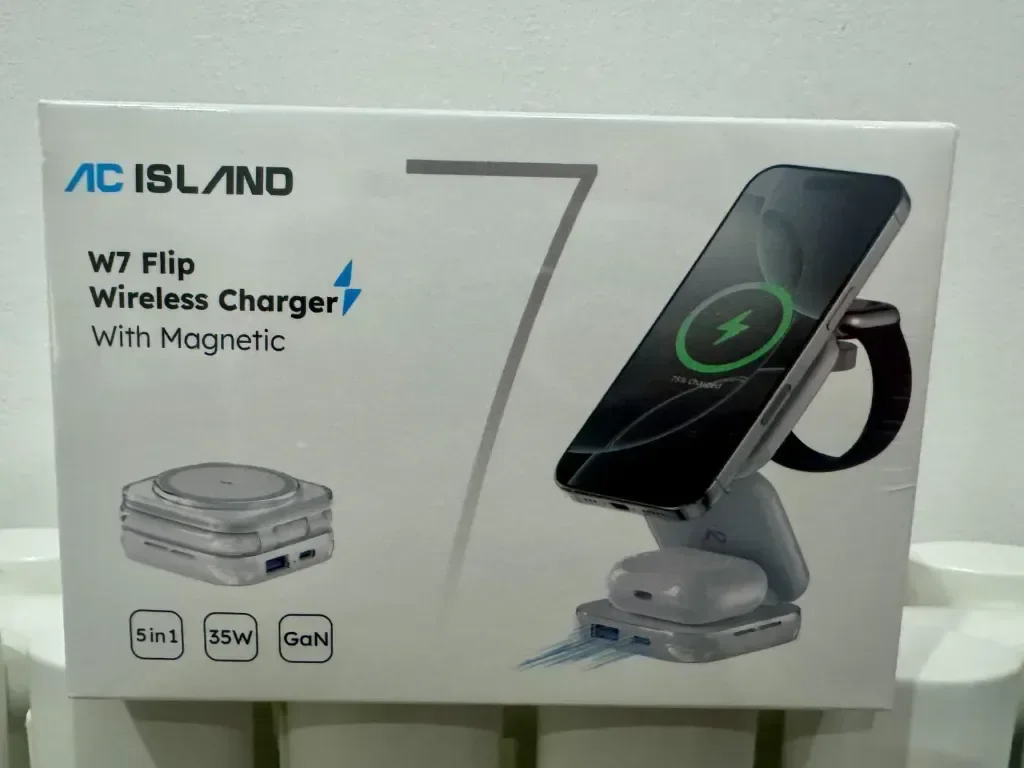 Безжична станция за зареждане AC Island 5 в 1, зарядно устройство Mag-Safe, титаниево сиво — снимка 8