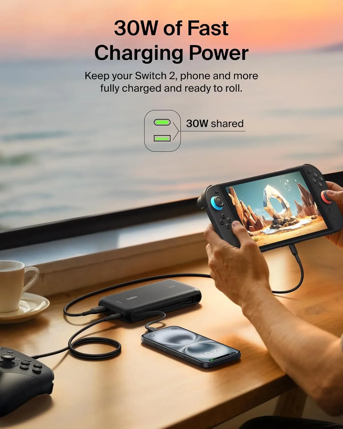 Belkin външна батерия Power Bank 20000 mAh, USB-C, до 30W за Nintendo Switch 2 — снимка 3