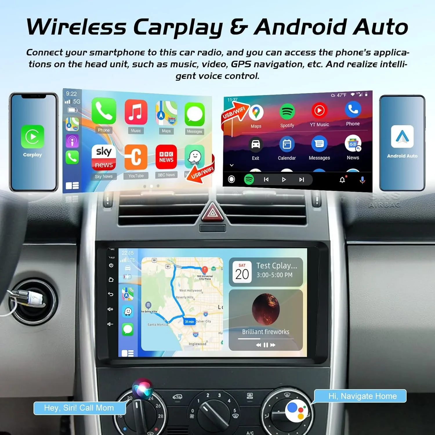 Android мултимедия автомобилно радио 2+64GB с CarPlay за Mercedes W906/Vito, W245/Viano, W639/Sprinter и др. — снимка 4