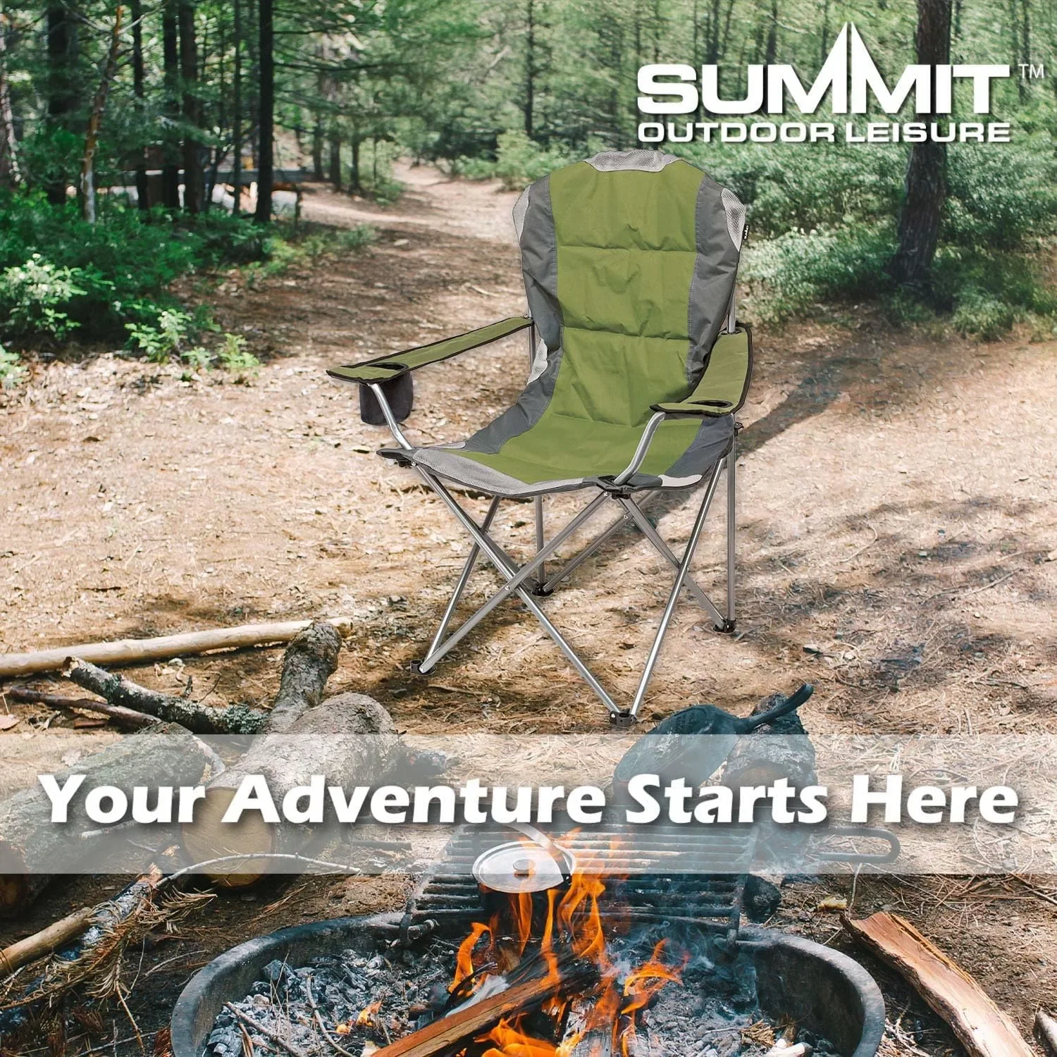 Къмпинг стол със сгъваема висока облегалка SUMMIT Outdoor Leisure и чанта за носене — снимка 5