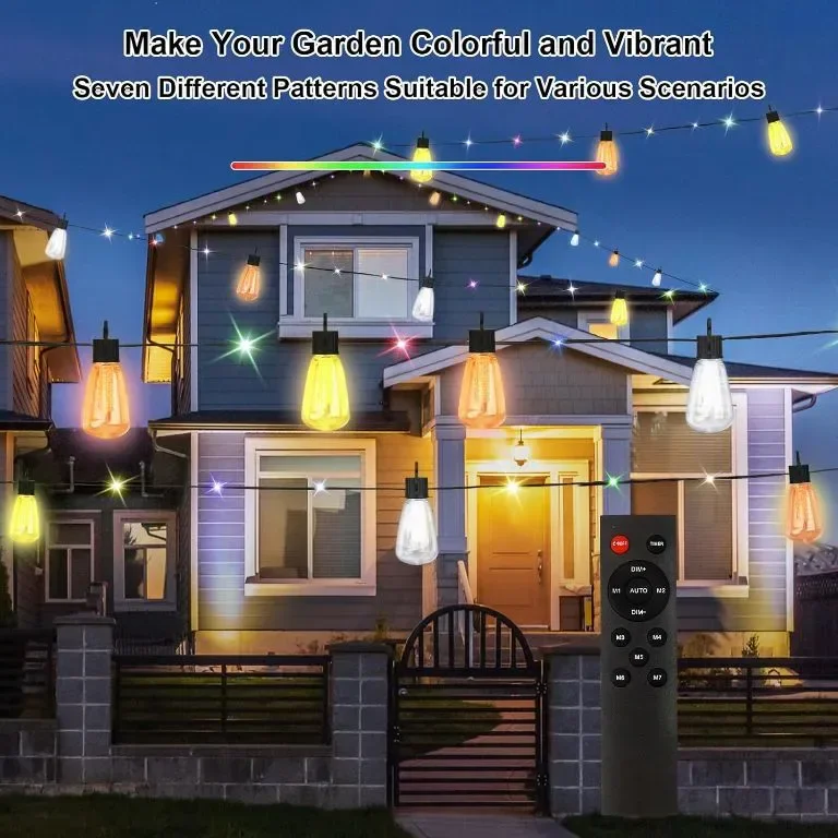 YAYZA! Външни струнни светлини 72 LED перли и 24 LED крушки, дистанционно, 15,24 м — снимка 2