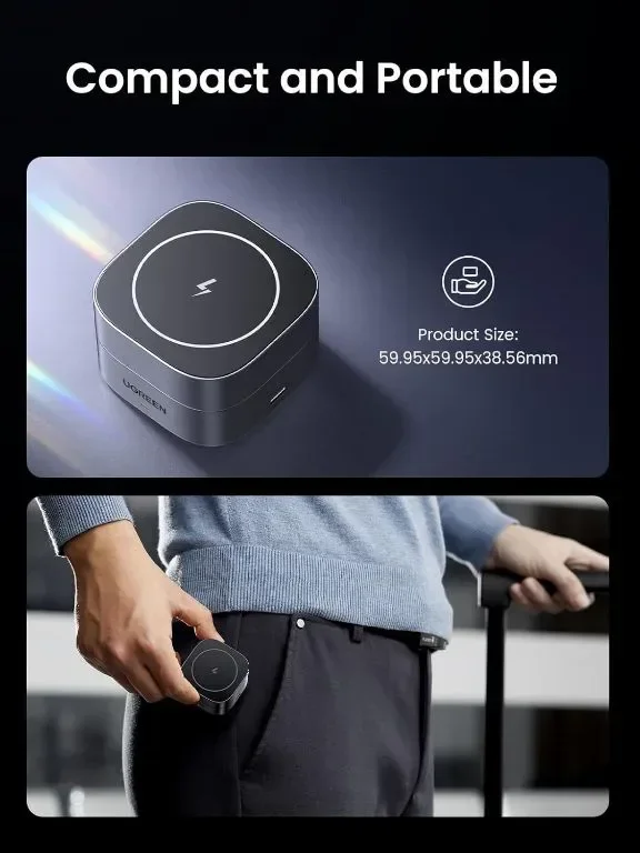 UGREEN MagSafe Charging, 2-в-1 магнитна станция за зареждане, (без адаптер) — снимка 8