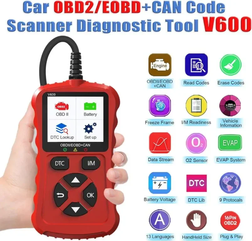 OBD2, автоматичен диагностичен инструмент OBDII, четец на кодове на автомобили OBD EOBD — снимка 2