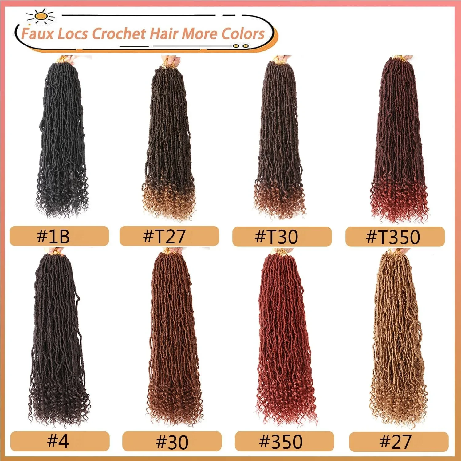 Екстеншъни за коса Faux Locs (плетени), къдри в краищата, 60 см, пакет 8 бр., цвят #1B — снимка 4