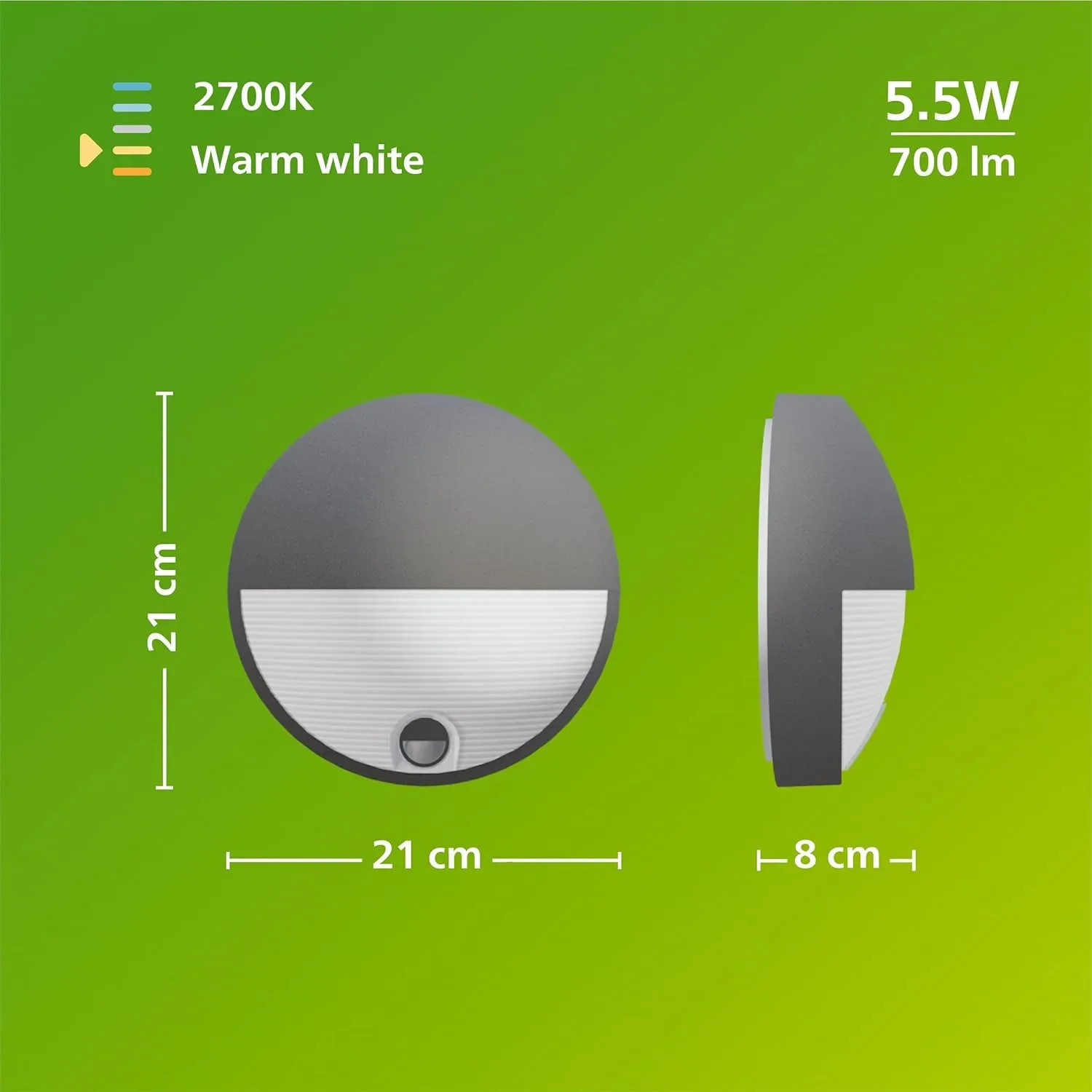Philips Capricorn IR външна стенна LED лампа с IR сензор за движение, 800 lm, 2700K, PowerShield, IP44 — снимка 8