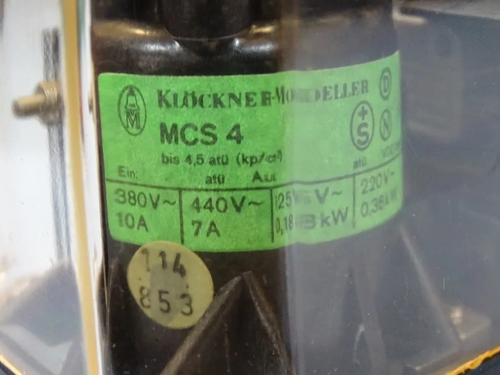 Пресостат KLOCKNER-MOELLER MCS4 pressure switch 220V 0.36kW — снимка 5